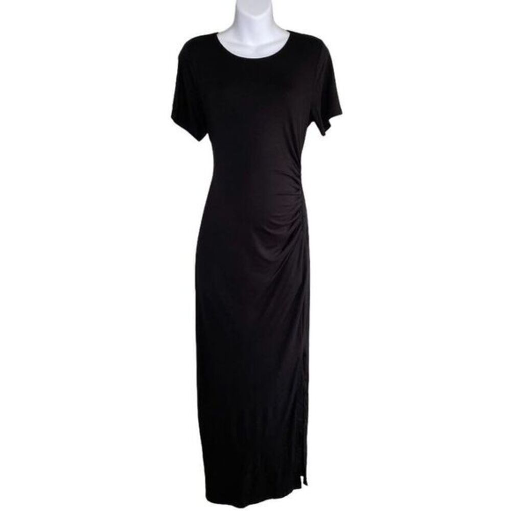 A Pea In The Pod Maternity Maxi Dress Women's LARGE Black Short-Sleeve NEW